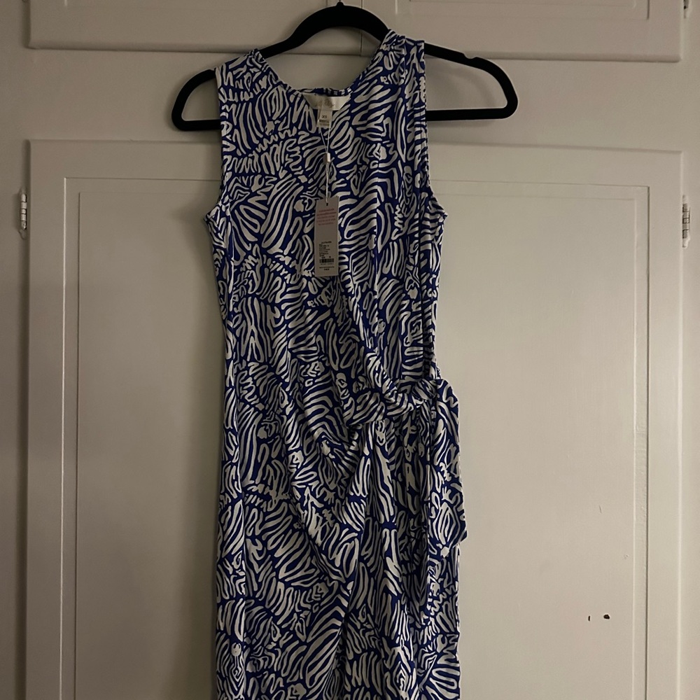 Lilly NWT Blue and White Patterned Sleeveless Dress